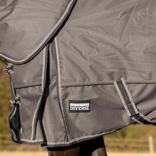 Jeffers Poplar Head Defense 1680 Denier Turnout Blanket with Detachable Neck -Plymouth Brown, 69"- Waterproof, Breathable Horse Blanket with 360g Polyfill, Ideal Protection for Winter, Heavyweight - size: 69 in