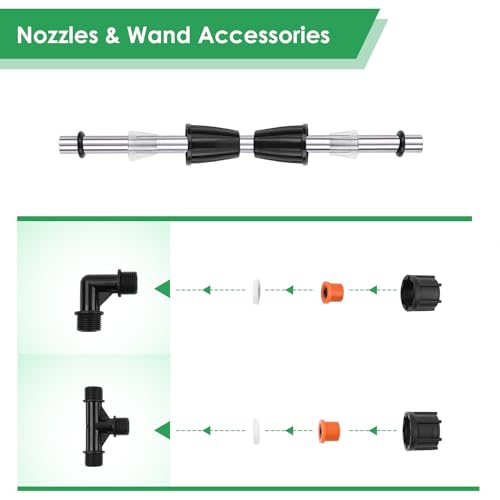 4 Nozzles Metal Sprayer Boom Wand with 3/8 Inch Brass Barb, Spray Wand, Switchable 2 Nozzle Pattern, Up To 55.1 Inches Long, Suitable For Watering Large Areas In Gardens, Farms
