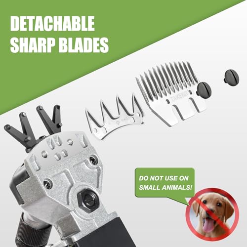 TAKEKIT Sheep Shears, 500W Professional Heavy Duty Sheep Clippers for Grooming, 6 Speeds Electric Animal Shearing Clippers for Alpacas Llamas Lambs and Large Livestock with Thick Coats - color: Green