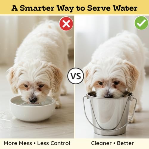 Flat Sided Stainless Steel Hanging Bucket, 1 Quart (0.25 Gallon), 4 Pack, Heavy Duty Kennel Cage Food & Water Pail for Small Dogs, Cats, Birds & Pets, Durable, Easy to Clean Feeder - size: 1 Quart (Pack of 4)