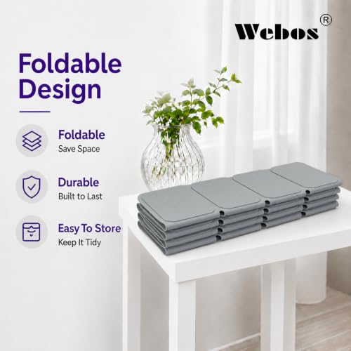 Webos Silicone Bath Mat with Suction Cups – Non-Slip Foldable Bathtub & Shower Mat, Durable & Quick-Dry Safety Tub Mat with Large Drain Holes for Families 28"x 14" Grey - color: Grey, size: 28" x 14" (Rectangular)