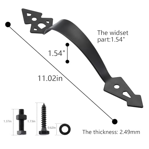 Fence Gate Hardware Kit, 3-1/2" Heavy Duty Gate Hinges, Latch and Handle | 2 Pack T Hinges, Self Locking Gate Latch, Decorative Cate Handle, Included Screws, Black, HOME MASTER HARDWARE