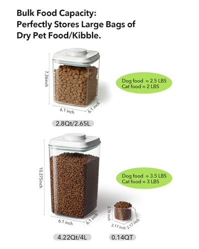 Dog Food Storage Container with One-Touch Lid, 2.8 QT / 2.65 L Stackable Durable BPA-Free PET Cat Food Storage Container,for Pet Treats, Supplements & Small Kibble - color: 2.8QT