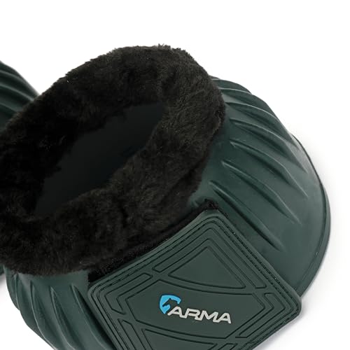 Shires Equestrian Equine Horse Arma Fleece Overreach Green Pony Bell Boots - color: Green, size: Pony