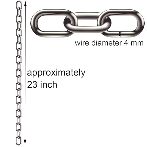 2 Pcs 5/32 x 23 Inch Link Chain 304 Stainless Steel Coil Chain, 4mm | for Transport Tie Down Binder Chain Pulling Towing Hanging, Home, Camping, Pet Towing