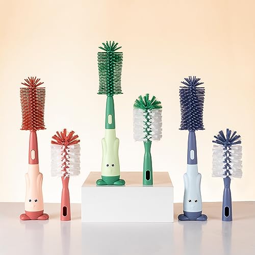 Silicone Baby Bottle Brush with Stand, Water Bottle Brush Cleaner Set | Cup Cleaning Brush, Multifunctional Cleaning Brush Set - color: Green 1