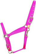 Hamilton Deluxe Adjustable Horse Halter, 800-1100 lbs, Hot Pink | Premium Quality 1" Triple Ply Nylon, Average/Arabian/Yearling Draft, Adjustable Chin Strap, Throat Snap, Solid Brass Hardware - color: Hot Pink, size: Average, 800-1100lbs