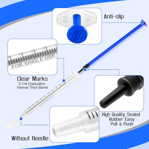 24 Pack of 1ml Plastic Syringes with Caps - Sterile, Individually Sealed for Precise Liquid Refilling, Measuring, and Feeding Pets, Oil, Glue - style: A 1ml Blue