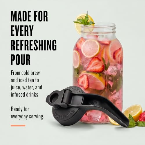 County Line Kitchen 64 oz Mason Jar Glass Pitcher With Lid - Black | Heavy-Duty Glass Mason Jar Pitcher - Leak-Proof Lid, Wide Mouth & Easy Pour Spout (64 oz) - color: Black