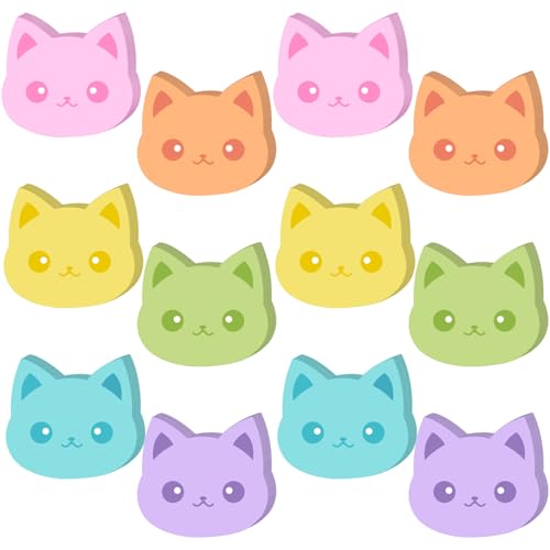 Yinder 24 Pads Cat Sticky Notes Cute Kawaii Cartoon Memo for School | Animal Theme Memo Notepad, Self Adhesive for Office School, Fun Gift for Veterinary Valentine Party Supplies Decor - style: Novelty Cat