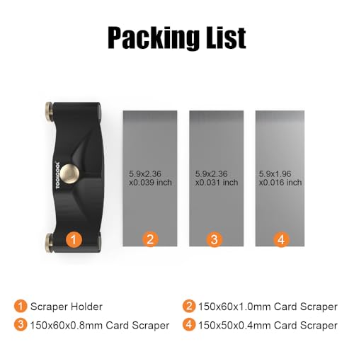TOOLCOOL Card Scraper Holder with 3 Rectangle Cabinet Scraper Woodworking Set Reduce Hand Strain Adjustable Curvature for Precision And Fine Finish
