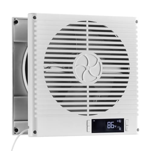 VEVOR Room to Room Fan, Two-Way Airflow Through-the-Wall Fan 8" with Remote, Temperature Control, 305 CFM 10-Speed Ventilation Quiet Vent for Bathroom, Laundry Room and Indoor - size: Dia. 8 inch, 305 CFM