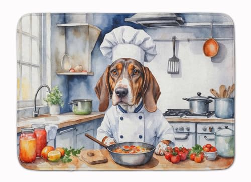 Caroline's Treasures American English Coonhound The Chef Memory Foam Kitchen Mat Machine Washable Anti-Fatigue Mat Cushion Comfort Bath Mat or Kitchen Rug - color: American English Coonhound 6186