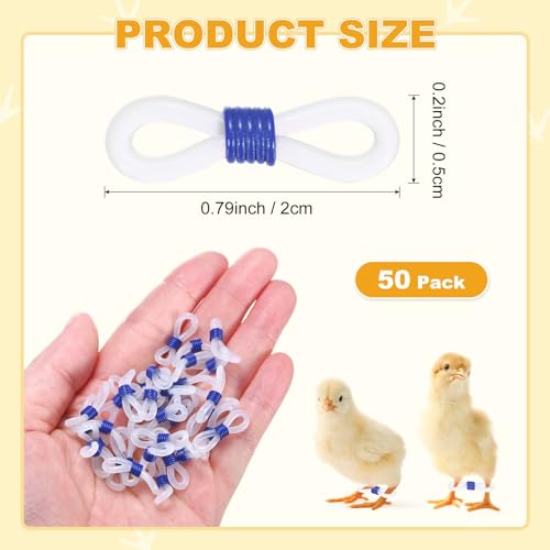 M METERXITY 50-Pack Adjustable Chick Leg Bands, 0.79" x 0.2" Silicone Chicken Leg Brace for Chicks/Ducks/Birds [Blue] Poultry Leg Bands - color: Blue