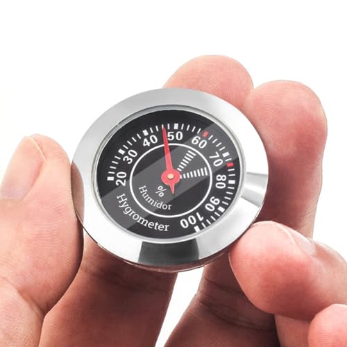 Hemoton 2-Pack Analog Cigar Humidor Hygrometer Round Mechanical Humidor Gauge Small Compact Humidity Meter for Cigar Box Violin Case Home Use
