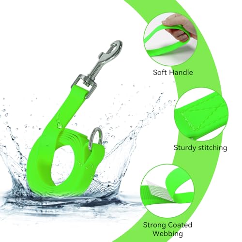 Waterproof Dog Leash, 5/6 FT Durable Odor-Proof Dog Leashes with Strong Metal Hooks Fits Small Medium or Large Dogs (Green, 5FT - 3/4 inch Width) - color: Green, size: 5FT - 3/4 inch Width