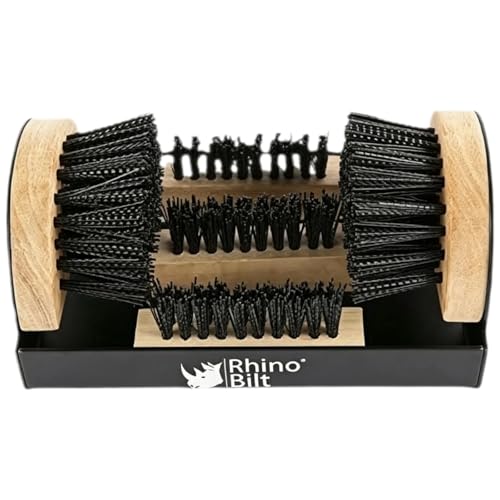 Deluxe Boot Scrubber, Outdoor Shoe Scraper Brush, Extra Wide | Steel Base & Weatherproof Wood, Heavy Duty Boot Cleaning Brush for Mud, Dirt & Snow, Ideal for Garden, Farm, Golf Course