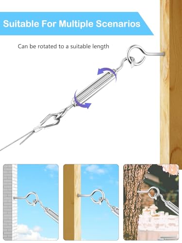 TooTaci 10 Pack M5 Turnbuckle, 304 Stainless Steel Turnbuckle Hook and Eye | Turnbuckles for Cables Wire, Turn buckle Tension Cable Tightener, Turnbuckle Wire Tensioner Kit for Sun Shade, Light Hanging - size: M5 OC-10Pcs