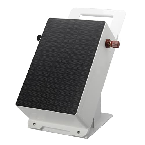 Solar Fence Charger - Briidea Solar Electric Fence Energizer for Up to 5.6 Miles, 0.3 Joules, IP66 Waterproof for Livestock, Gardens, Pastures & Wildlife Control, Energy Saving Design - color: 0.3 Joules with handle