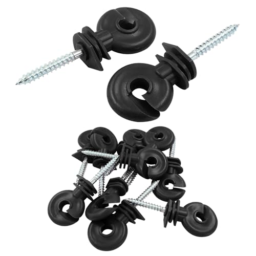 Black Electric Fence Insulator, 10Pcs, 91mm/3.58 inch | Screw-in, For Ranch Agricultural Fencing - color: Black