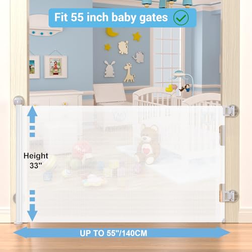 HAMOPY Auto-Lock Retractable Baby Gate Replacement Free-Punch Parts, Original Hardware Set (Including 2 x Latches + 2 x Brackets) Only Fit 55“&71” Auto-Lock Baby Gate(White) - color: Wh-pf