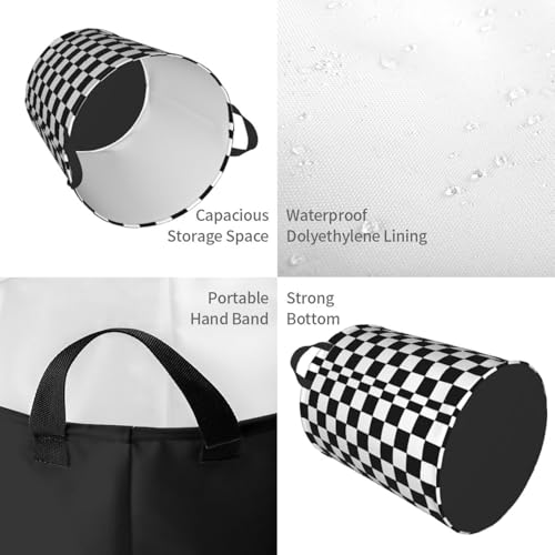 Laundry Basket Black And White Checkered Collapsible,63L Dirty Clothes Basket Durable Lightweight Hamper With Handles Ideal For Clothes,Toys Home Organization size19.6"L x 15.7"W - color: Checkered