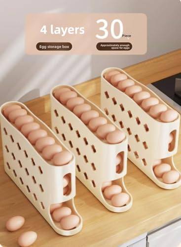 Rotating egg storage box, multi-layer kitchen egg rack, automatic egg roller, refrigerator side door egg tray