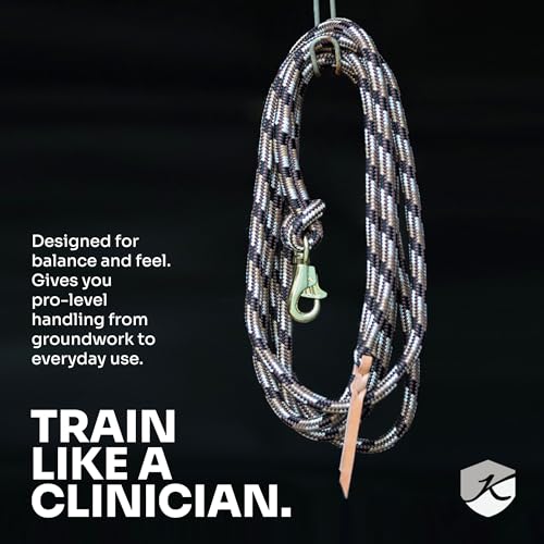 Clinician Braided Training Lead, Bull Snap, 15 ft, Hunter with Satin | Heavy duty braided lead with swivel bull snap, balanced weight gives clear feel for groundwork and lunging
