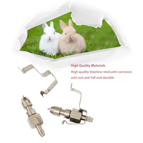 10pcs 304 Stainless Steel Rabbit Water Nipple Drinker with Card for Rodent Cage