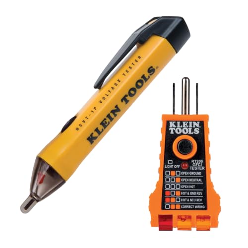 Klein Tools NCVT1PKIT Electrical Tester Kit with Non-Contact Low Voltage Test Pen, 50 to 1000V AC and GFCI Receptacle Tester, 2-Piece - size: NCVT & Receptacle Tester