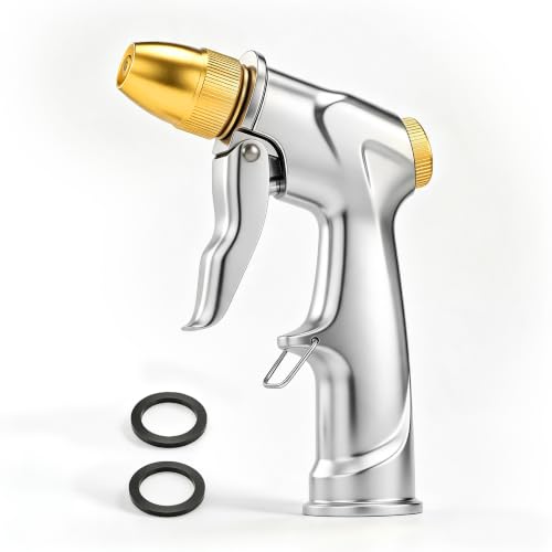Lichamp Heavy Duty Garden Hose Nozzle Sprayer, Solid Metal High Pressure Water Nozzle with Adjustable Spray Patterns for Watering Plants, Lawns, Car Washing, Patio Cleaning, and Pet Care