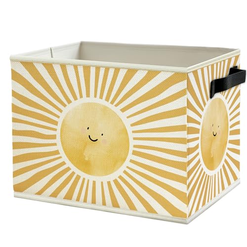 Boho Sunshine Classroom Storage Bins Box with Handles, Cute Boho Abstract Sunshine Collapsible Basket Organizer for Kids Nursery Room Bedroom Bathroom Books Clothes - color: Color05