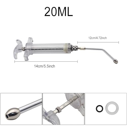 2Pcs Clear Reusable Goats Syringe Pet Feed Water Filler with 2 Drench Nozzle, Adjustable Dosage Drench Gun Syringe for Bird, Cattle, Sheep, Goats, Horse, Pig, Dog Feeding Supplies (20ML) - size: 20ML