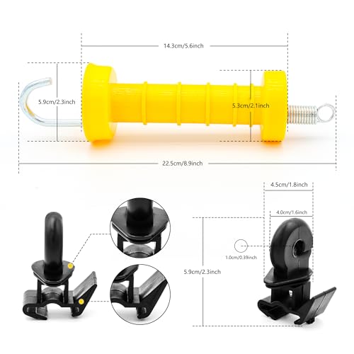 Electric Fence Spring Gate Handle Set, Yellow (MB2Pcs+4B) | With Insulators, With Anchor - style: MB2Pcs+4B
