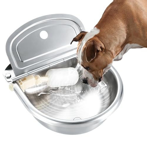 NATGAI Automatic 304 Stainless Steel Waterer Bowl with Drainage Hole | Automatic Cow Drinking Water Bowl with Float Valve Water Trough Farm Grade for Horse Cattle Goat Sheep Dog