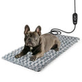 Adjustable Temperature Dog Heating Pad, 29.5"x17.7", 75W, Light Gray | 6 Heat Settings, 4 Timer Options, Chew-Resistant Cord, Rosebud Fabric Surface, Ideal for Multiple Cats & Medium Dogs - size: XL – Rectangular 29.5" x 17.7"