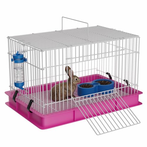 STILLCOVE Small Rabbit Cage Indoor, with Water Bottle & Food Bowl & Mat | Heightened Base, Easy to Clean, Small Animal Enclosure for Bunny, Hamster, Ferret, Rat, Chinchilla, Hedgehog, Gerbil, Mouse - size: 24.0"L x 16.1"W x 14.2"H