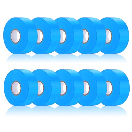 10 Pack Blue Flagging Tape, Non-Adhesive Plastic Ribbon Neon Marking Roll | 1inch*2000ft, Marking Tape for Tree Marking, Hunting, Boundaries and Hazardous Areas,Trail Marking - color: Blue-10pack