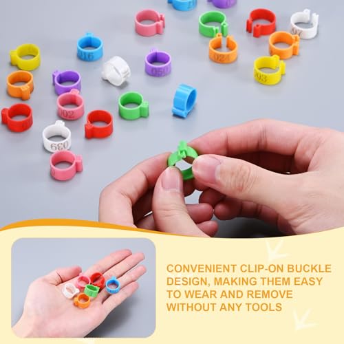 Generic 100-Pack Chicken Leg Bands, 16 mm Plastic Poultry Identification Chicken Leg Rings for Turkey/Duck/Goose/Chicks, Colorful Numbered Foot Clip on Tags [White]