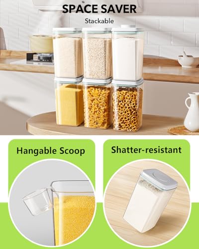 Ankou Airtight Food Storage Container with Pop Lid & 130ml Scoop, 4L/4.2qt *2 BPA-Free Cereal, Rice, Flour, Pasta & Snack Container, Stackable & Durable,Kitchen Pantry Organizer - color: 4L * 2