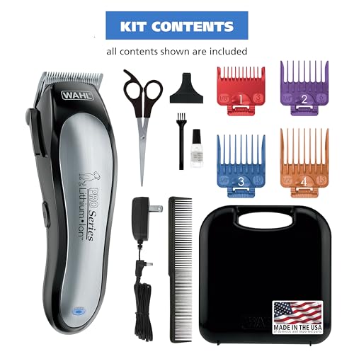 Wahl USA Lithium Ion Pro Series Cordless Animal Clippers – Rechargeable, Heavy-Duty, Electric Dog & Cat Grooming Kit for Small & Large Breeds with Thick to Heavy Coats – Model 9766 | Heavy Duty Electric Dog Grooming Clippers For At Home Haircutting Of Sma