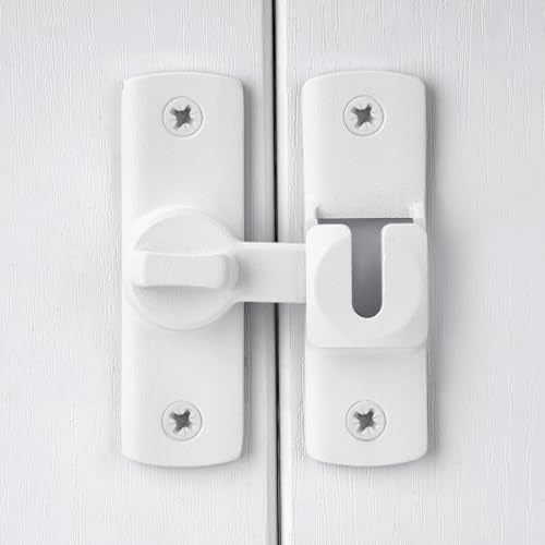 Matte White Barn Door Latches,90/180 Degree Gate Lock_D | Aluminum Alloy Right Angle Door Lock Latch,Flip Gate Latches Hardware,Sliding Door Lock for Cabinets,Fence Gates,Pet Cage - color: Matte White