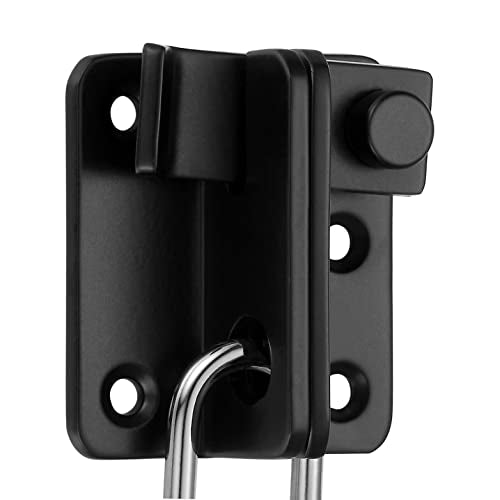 2 Set Black Flip Latches with Padlock Hole，2.36”x2.12”Slide Bolt Latch_R | Stainless Steel Sliding Barn Door Lock ,for bedroom,drawer,Wine Cabinet,cabinet,garage,window,pet enclosures - color: Black Right Open_2 Pack