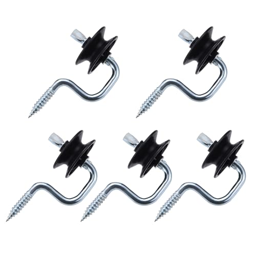 Electric Fence Wood Post Screw-in Corner Insulators Bracket, Black，5pcs | Wood Post Anchors, Corner Polyrope Insulators - style: B010-5pcs