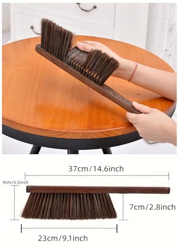 Hand Broom Brush Dust Cleaning: Hand Brush, Dusting Brush, Couch Brush, Soft Brush Cleaning, Dust Broom, Handheld Broom, Bed Brush, Hand Brush for Cleaning The Bed, Sofa, Fireplace, car, etc. - color: Brown