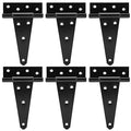 HILLMASTER 6 Inch T-Strap Heavy Duty Shed Door Hinges Gate Strap Hinges Black Tee Hinge Wrought Hardware for Wooden Fences,Yard,Barn Door,Rustproof (6 Pack) - size: 6in 6Pack