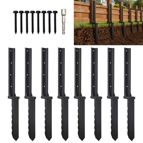 8 Pcs 30" Fence Post Repair Kit for Fix 4x4|6x6 Fence Post | Wave Design Fence Post Stake Spike ,Thickened Anchor Ground Spike for Repair Tilted,Broken Wood Post - size: 8 Pcs