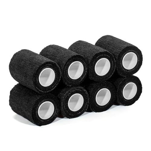 Self Adhesive Bandage Wrap,Bandage Tape,Medical Tape,Vet Tape | Athletic Tape Gauze,for First Aid,Sports, Wrist, Ankle (black, 3inch*8rolls) - color: Black, size: 3inch*8rolls