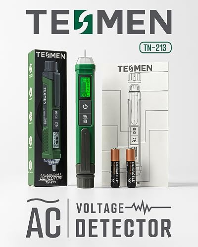 Voltage Tester, TN-213 Non-Contact Voltage Detector, Electrical Tester, AC 12V-/70V-1000V, Dual-Range, LCD Display in Percentage, Buzzer Alarm, Live Wire Test, Wire Breakpoint Finder - Green