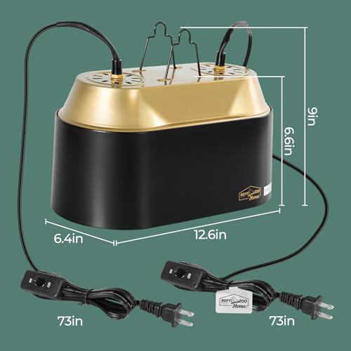 Dual Reptile Light Fixture with Switches, High Reflection Dome Reptile Heat Lamp Fixture, Terrarium UVB Basking Bulb Fixture for Reptiles Bearded Dragon Snake Tortoise, Max 150W Each - size: 12.6IN 150W